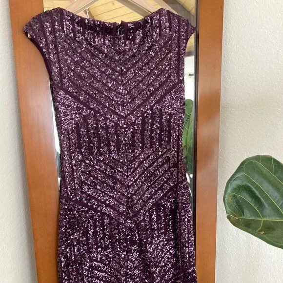 open lace back dress Ralph Lauren Collection Beaded Embellished Midi Dress Purple Velvet US   Afashionistastore